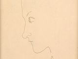 dessin représentant le profil d'une femme, les yeux fermés
