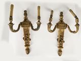 paire d'appliques murales anciennes en laiton
