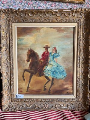 Huile sur toile, Parade à cheval, Signé en bas à droite - Di…