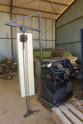 a machine that is sitting inside of a building next to a pallet