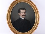 portrait d'un homme moustachu dans un cadre doré
