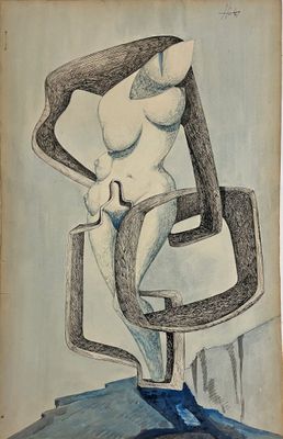 José HERRERA (1943-) Composition au nu féminin.