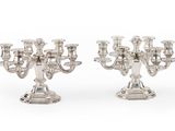 paire de chandeliers plaqués argent
