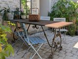 a table that has a basket on top of it