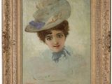 une image représentant un tableau où figure une femme portant un chapeau