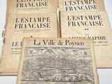 quatre vieux livres français sur une table avec un fond blanc