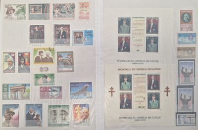 two pages of stamps with pictures of people on them