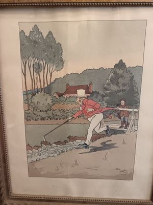 Harry ELIOTT (1882-1959) "Scène de golf", lithographie signé…