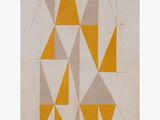une image représentant un motif géométrique jaune et gris sur fond blanc