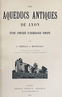 the front cover of a book with a picture of a building in the background