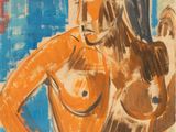 une image représentant un tableau d'une femme nue sur fond bleu