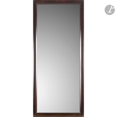 a large mirror with a wooden frame on a white background
