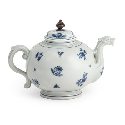 THÉIÈRE EN Porcelaine Bleue ET Blanche, Fabrication Ginori S…