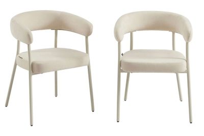 pair of white chairs with arms and legs on a white background