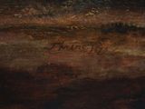 an image of a painting of a man riding a horse in a field