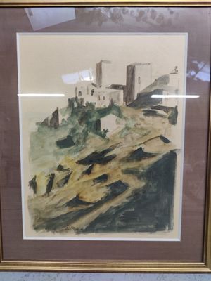 A.RAPION vue de chateau aquarelle,signé enbas à gauche, 60x4…
