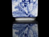 chinese blue and white porcelain snuff bottle with a landscape scene