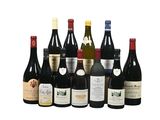 bottles of wine are lined up in a row on a white background