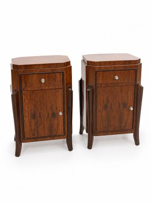 paire de tables de chevet Art déco en bois plaqué noyer
