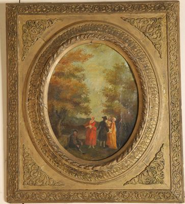 an image of a painting of a group of people in a wooded setting
