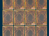nine cards of different shapes and sizes on a blue background