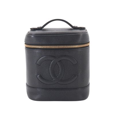 chanel black leather travel case