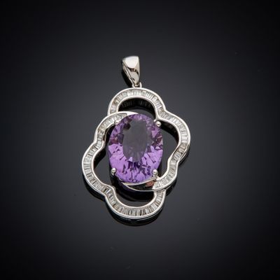 an amethorate and diamond pendant