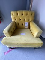 Fauteuil CELIN en tissu velours jaune capitonné + Fauteuil J… (photo 2)