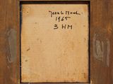 an old picture of a wooden frame with writing on it