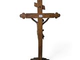a wooden crucif with a cross on top of it