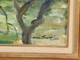 a picture of a painting of a tree in a field
