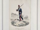 le dessin d'un homme en uniforme tenant un fusil