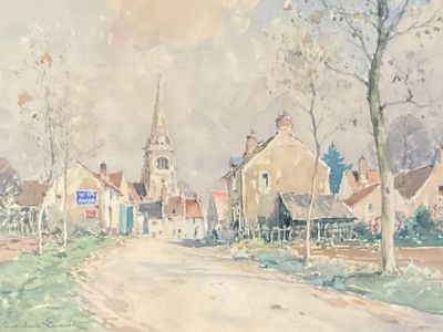 Paul-Emile LECONTE (1877-1950). Le clocher de l'église de Bu…