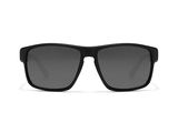 a pair of black sunglasses on a white background