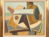 une image représentant un tableau où l'on voit un bateau et un bateau posé sur une table