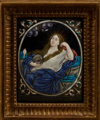 an image of a painting of a woman holding a cat