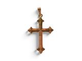 a wooden cross on a white background