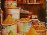 un tableau représentant des épices, exposé dans un magasin