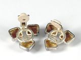 pair of silver and gold earrings with a heart shaped design