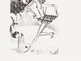 un dessin en noir et blanc représentant une femme tenant une raquette de tennis