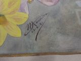 a picture of a painting of a bird and a flower