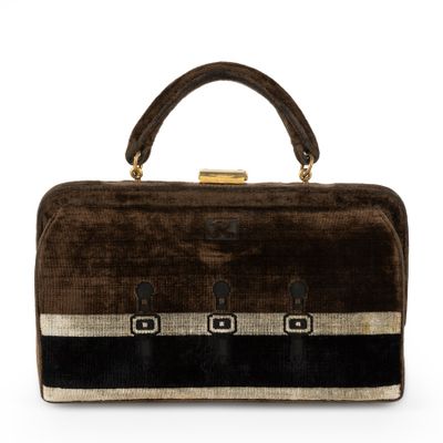 an image of a brown and black bag on a white background