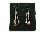 boucles d'oreilles plaquées argent ornées de fleurs et de feuilles, présentées dans une pochette en velours