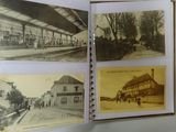 a book with pictures of a train station on it