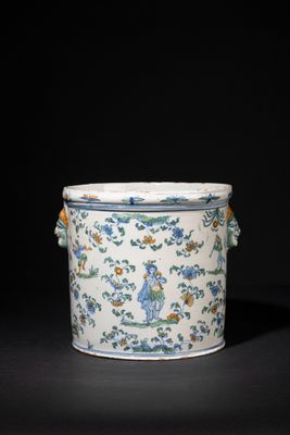 an image of a blue and white vase on a black background
