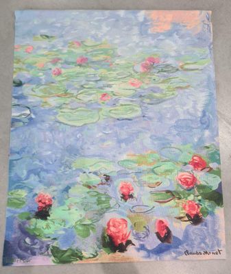 un tableau représentant des nénuphars à la surface d'un étang