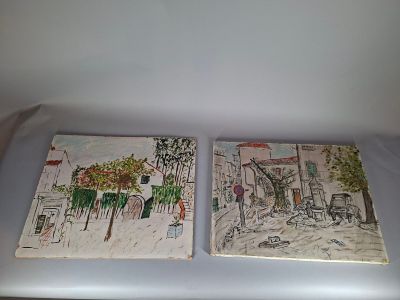tableau représentant une scène de rue avec une calèche et une calèche