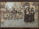 une image d'un tableau représentant un groupe de personnes dans une rue