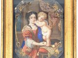 une image d'une peinture représentant une femme tenant un bébé