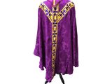a purple robe with a gold and purple pattern on it